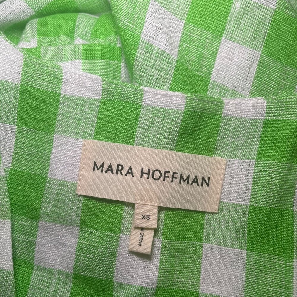 Mara Hoffman Aviva Green Checkered Midi Dress XS | 100% Hemp | NWOT - Picture 6 of 6